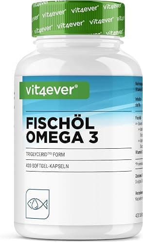 vit4ever Omega 3-420 Capsule - Alto dosaggio | 4000 mg di Olio di Pesce al giorno con EPA e DHA in forma di trigliceridi di alta qualità - Purificato e da pesca sostenibile Generico - integratore