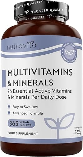 Nutravita Multivitaminico e Minerali - 365 Compresse Vegane (Fornitura di 1 anno) con 26 Vitamine e Minerali Essenziali - Compresse Multivitaminiche per Uomini e Donne - Prodotto nel Regno Unito Generico - integratore