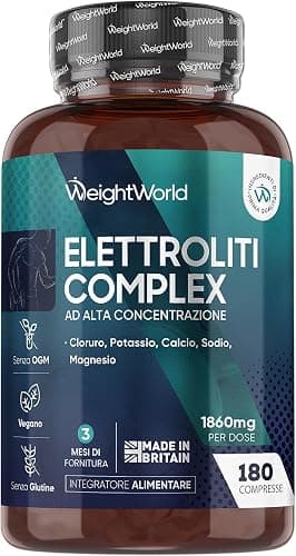 Elettroliti, 5 Sali Minerali, Magnesio, Potassio, Sodio, Calcio, Cloruro | Elettroliti Senza Zucchero, 3 Mesi di Fornitura, Sali Minerali Integratori Pre e Post Workout, Electrolytes 180 Compresse Generico - integratore
