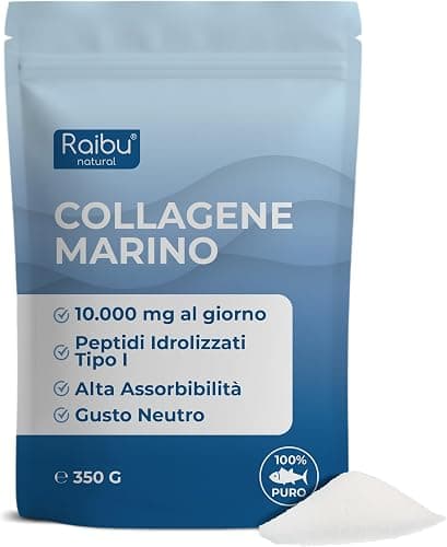 Collagene Marino in Polvere - 100% Puro, 10.000 mg di Collagene Idrolizzato Tipo I per Porzione - Integratore per Capelli, Pelle e Ossa - Non Aromatizzato, 350 g - Senza Magnesio Stearato né Glutine Generico - integratore