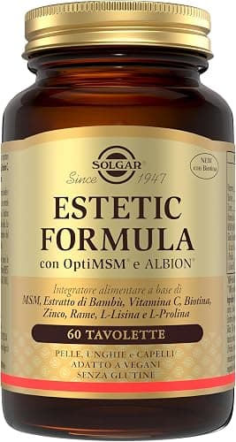 Solgar Estetic Formula, 60 tavolette, Integratore per Capelli, Pelle e Unghie, con Vitamina C, Zinco, Rame, MSM, Alga Lithotamnion Calcareum, L-Lisina e L-Prolina Generico - integratore