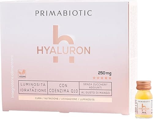 Acido Ialuronico da Bere - Primabiotic Hyaluron 250 mg | 30 Flaconcini da 30 ml (900 ml) | Integratore Liquido di Alta Qualità per la Bellezza e la Pelle del Viso | Vegano, Senza Glutine e Lattosio Generico - integratore