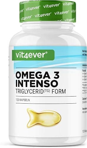 vit4ever Omega 3 Premium - 120 Capsule con contenuto di omega-3 all’80% | In forma trigliceride - accuratamente purificato e da pesca sostenibile - senza additivi inutili Generico - integratore