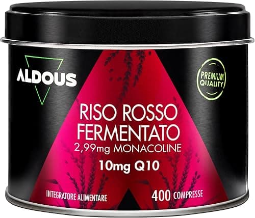 Riso Rosso Fermentato con Coenzima Q10-400 Compresse - +1 Anno | Supporto Cardiovascolare - 2,99 mg di Monacolina K - Lievito Riso Rosso per Cuore - Senza Citrinina Generico - integratore