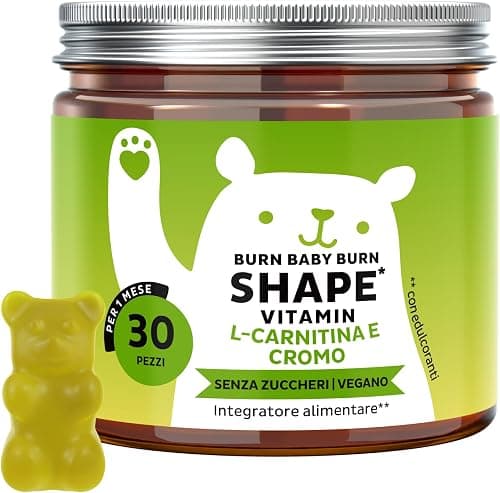Bears with Benefits - Gommose Cromo e L-Carnitina - Metabolismo - 30 pezzi | Burn Baby Burn - Con L-Carnitina, Cromo, Estratto di Tè Verde, Biotina e Zinco - Cura da 1 mese - Senza Zuccheri, Vegano Generico - integratore