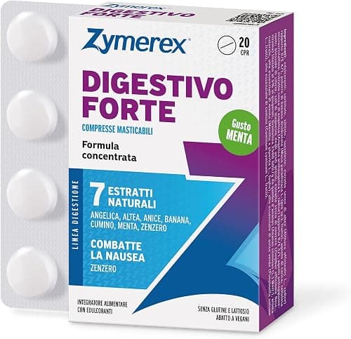 Zymerex DIGESTIVO FORTE | 20 compresse masticabili | Digestione difficile | Acidità gastrica | Contrasta la Nausea | Senza glutine e lattosio - Gusto MENTA Generico - integratore