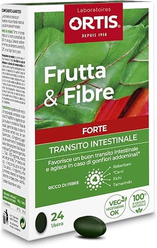 Ortis - Frutta &amp; Fibre Forte 24 Compresse - Integratore Alimentare Che Favorisce un Buon Transito Intestinale - Aiuta In Caso di Gonfiori - Azione Rapida - 100% Naturale a Base di Rabarbaro e Carvi Generico - integratore