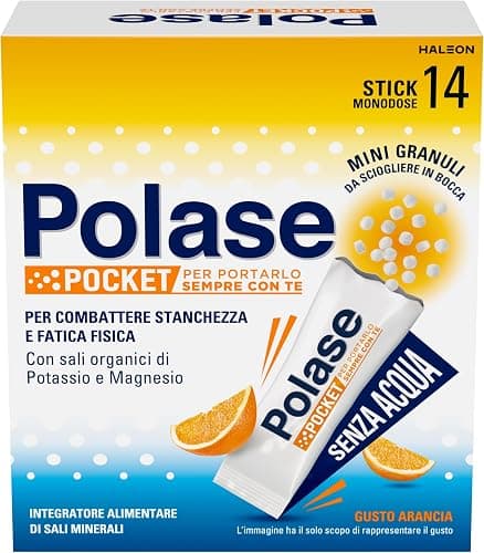 Polase Pocket, Integratore Alimentare di Magnesio e Potassio Contro Stanchezza e Fatica, Caldo, Gusto Arancia, 14 Stick orosolubili Generico - integratore