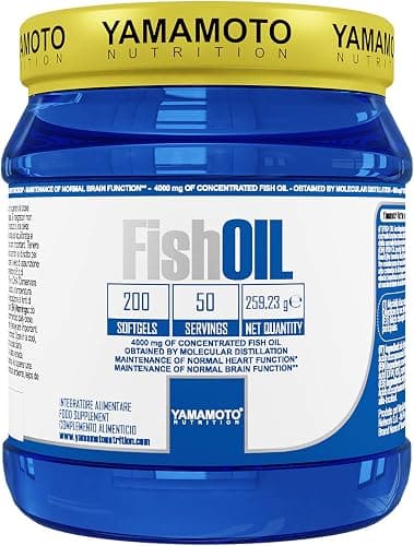 YAMAMOTO NUTRITION Fish Oil Molecular Distillation 200 Softgels, Integratore Alimentare con Omega 3 EPA e DHA da Olio di Pesce, Senza Glutine e Senza Lattosio Generico - integratore