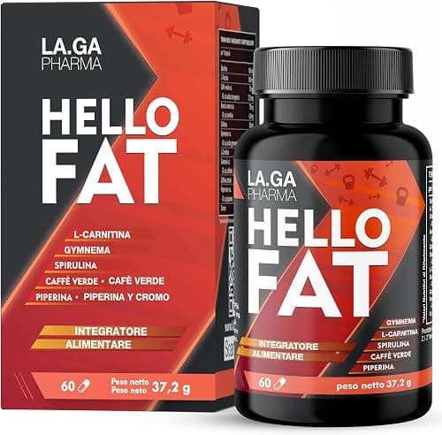 HelloFat© Integratore con Spirulina, L-Tirosina, Arancio Amaro, Piperina, Cromo. Natural complex per Uomo e Donna, Formula Completa, 60 Capsule Made in Italy, 2 Mesi Generico - integratore