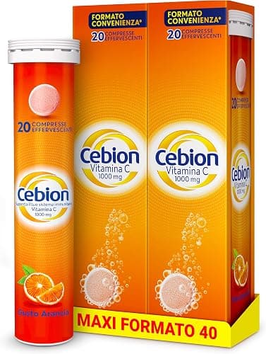 Cebion Vitamina C 1000 mg Effervescente Arancia,Supporta il Sistema Immunitario1 e il Metabolismo Energetico, 40 Compresse, Integratore Alimentare