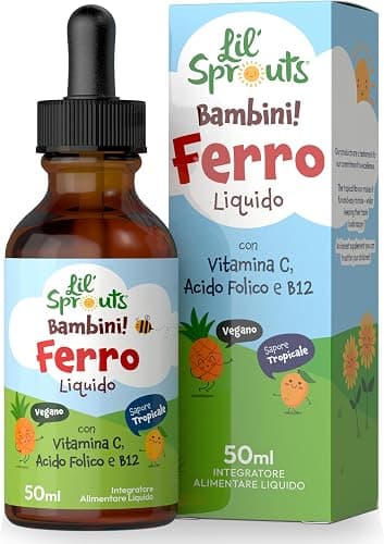 Ferrolip Baby Integratore Ferro Bambini e Neonati in Gocce (30ml alla Pesca) - Senza Fastidi Gastrointestinali - Privo di Sapore Metallico