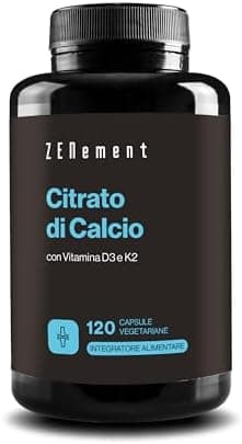 Citrato di Calcio 800mg con Vitamina D3, 120 Capsule | per prevenire i bassi livelli di calcio nel sangue | 100% Naturale, non OGM | di Zenement