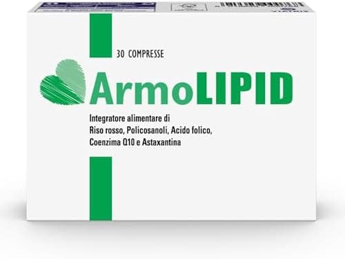 Armolipid 30 Compresse, Integratore Alimentare con Riso Rosso Fermentato, Acido Folico, Policosanoli, Coenzima Q10 e Astaxantina