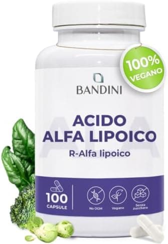Bandini® Acido Alfa Lipoico ALA a Rilascio Ritardato | 100 Capsule | Adatte ad un'alimentazione Vegana | Assorbimento massimo | Antiossidante naturale | Protegge dallo Stress Ossidativo | 100% Vegan