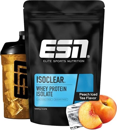 ESN Isoclear Proteine Isolate del Siero di Latte in Polvere, Té Freddo alla Pesca, 1000 g, Proteinlimo con gusto delizioso alla frutta, siero di latte chiaro - made in Germany