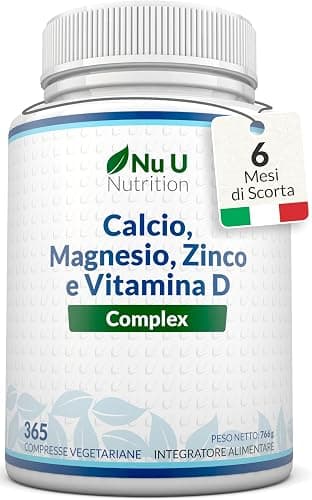 Calcio, magnesio e vitamina D - 800 mg di Carbonato di Calcio - Ossa, Denti e Muscoli - Integratore con Magnesio e Colecalciferolo - 90 Compresse Vegane Nutralie